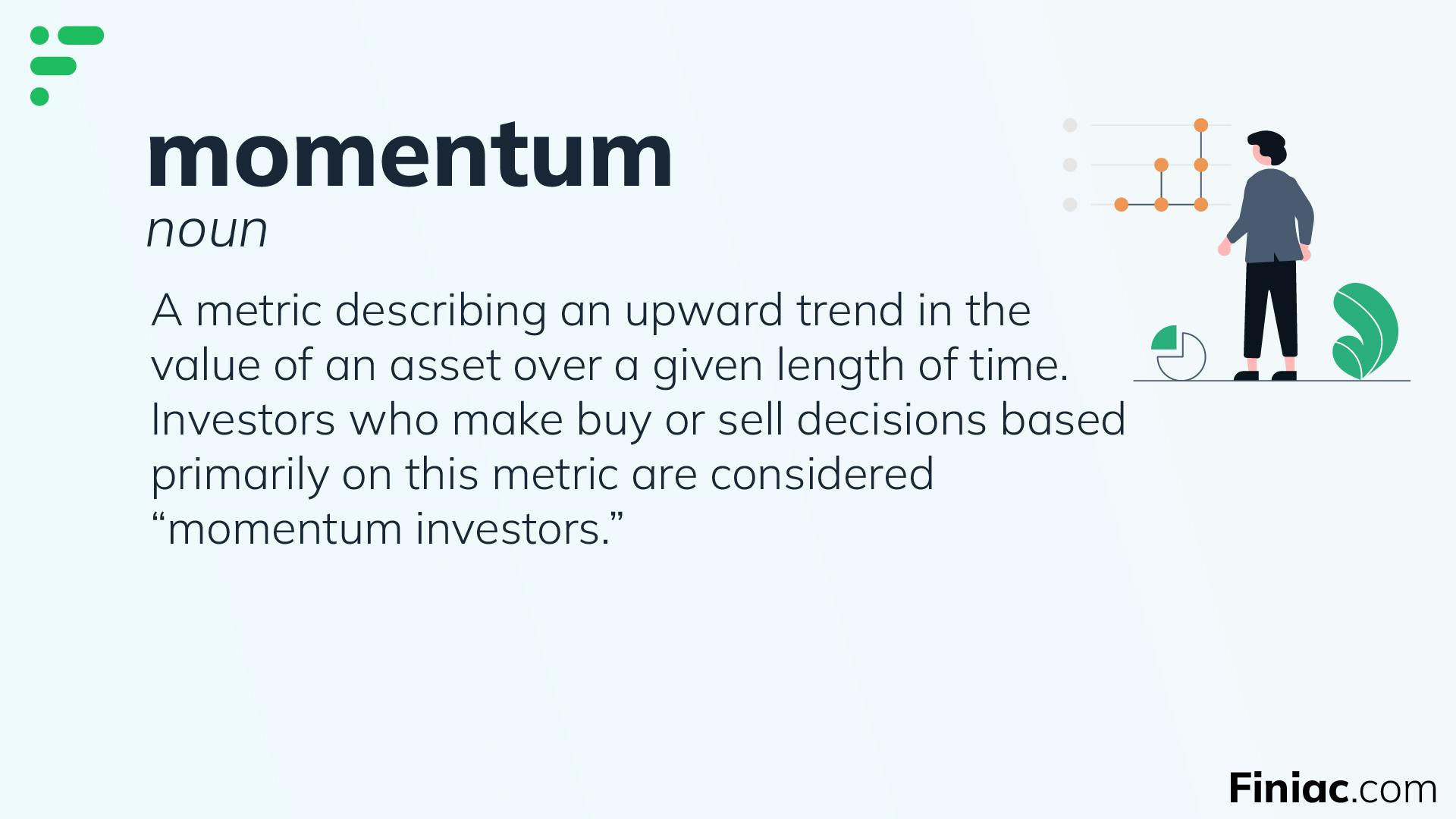 Definition of the term "momentum" in investing.